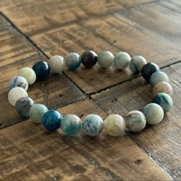 8mm Chrysocolla Stretch Bead Bracelet - Picture 6 of 7